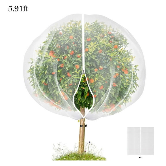 Spencer 5.9ftx5.9ft Large Fruit Tree Netting Bags Bird Netting for Garden Protection with Zipper and Drawstring, Garden Netting from Squirrels and Birds Other Animals for Cherry Apple Tree