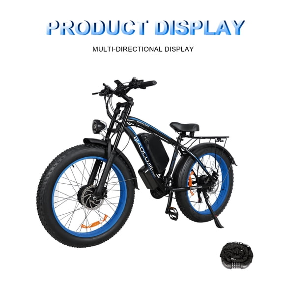 1500W 1500W Dual Motor Mountain Bike for Adults,52V32Ah Battery Electric Bicycle，Hydraulic disc brakes,26" Fat Tire Electric Bike, 21 speed Front Suspension E Bike UL2849