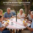 thumbnail image 3 of Round Outdoor Tablecloth with Umbrella Hole and Zipper, Pink Striped Tablecloth with Elastic Waterproof, Blue Geometric Line Stripes Farmhouse Patio Table Covers for 45" - 54" Picnic Pool Tables, 3 of 9