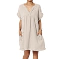 thumbnail image 1 of Robe Mini Babydoll en Gaze de Coton à Manches Courtes Col en V Décontractée pour Femmes, 1 of 7
