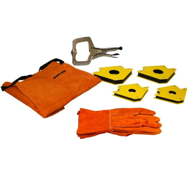 Juego Soldador Surtek JSL7 Pinzas Mandil Guantes Escuadras 7 Pzas