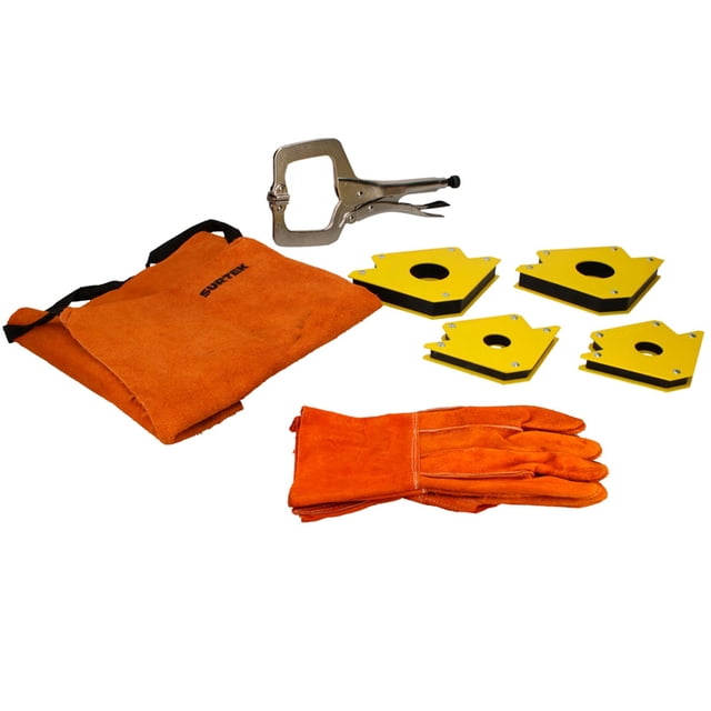 Juego Soldador Surtek JSL7 Pinzas Mandil Guantes Escuadras 7 Pzas