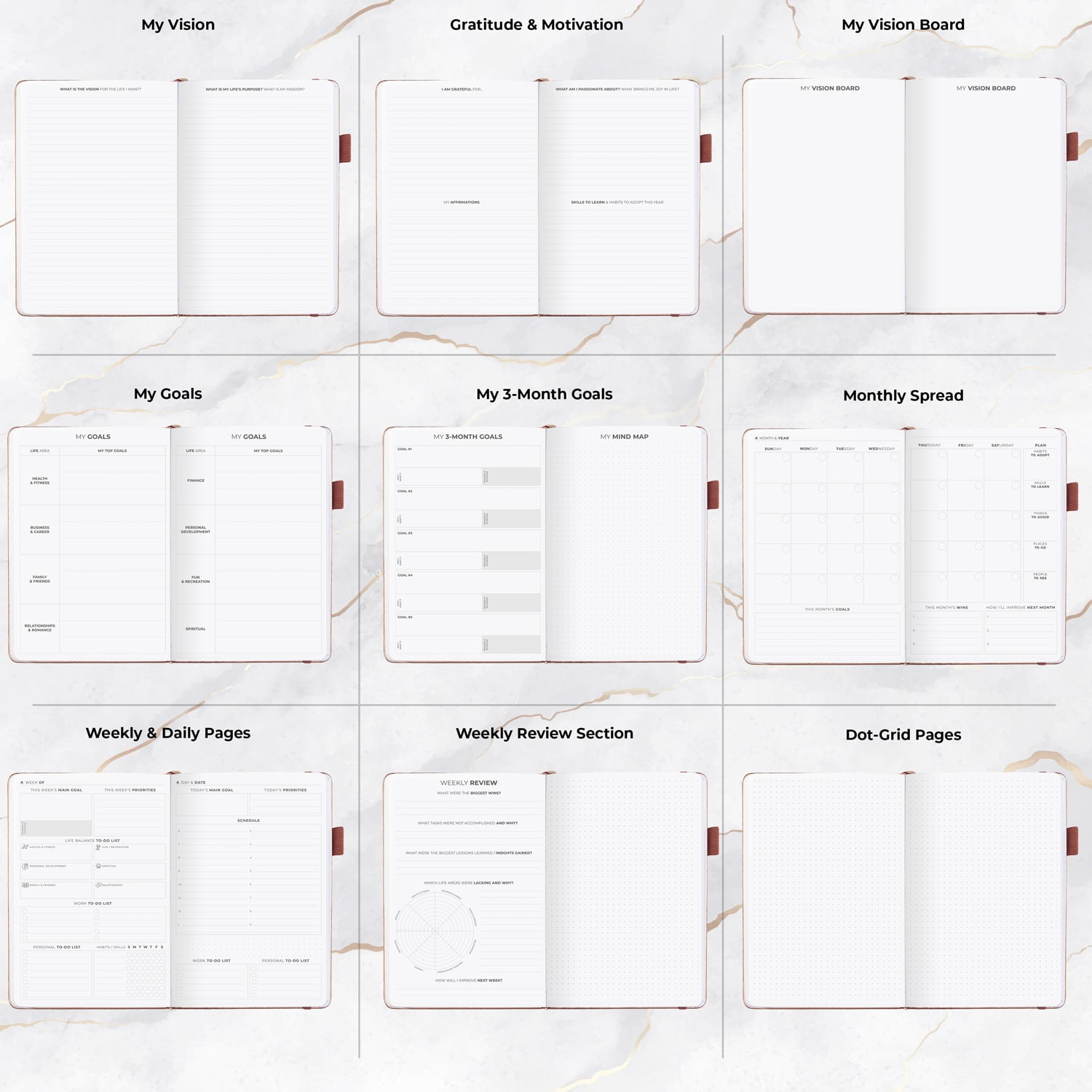 Clever Fox Planner Daily Premium Edition - Undated Luxurious Daily Planner with Hourly Schedule, Personal Organizer, Productivity & Goal Journal, Start Anytime, A5-sized, Lasts 6 Months - Rose Gold