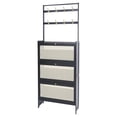 thumbnail image 6 of 3 Tiers Shoe Cabinet for Entryway Living Room, Flip Door Shoe Cabinet (Black) 70*24*186cm, 6 of 17