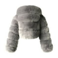 thumbnail image 3 of Aloohaidyvio Tops for Women,Womens Short Faux Hooded Warm Furry Splicing Jacket Long Sleeve Outerwear, 3 of 3
