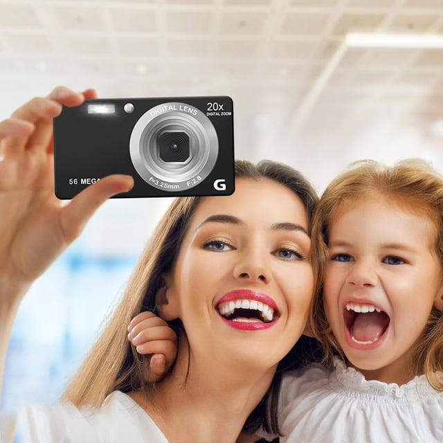 Cámara digital, cámara 4K para fotografía, cámara para niños de 56 MP, cámara digital compacta pequeña para adolescentes, adultos y principiantes, cámaras digitales 20X