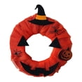 thumbnail image 2 of SMKE Fall Pumpkin Wreath for Front Door,Rustic Harvest Wreath with Witch Hat Jack-O'-Lantern,Farmhouse Halloween Porch Yard Decor,Pumpkin Harvest Wreath Rustic Wreath Fall Decor,Orange 12.2in, 2 of 5