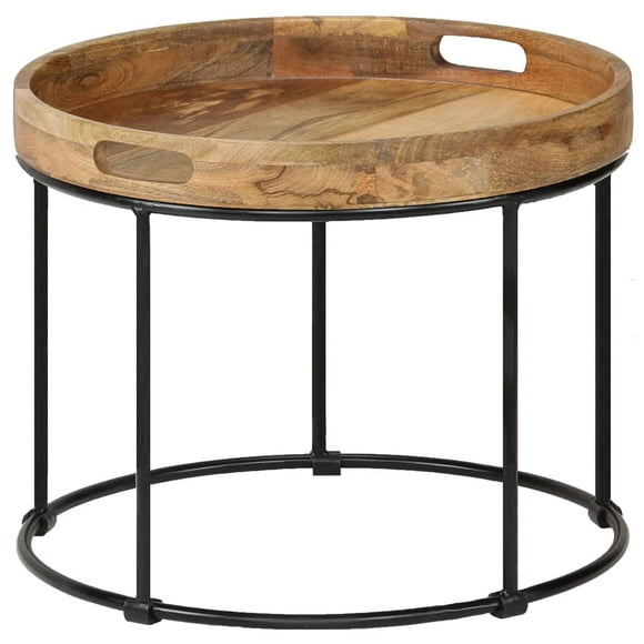 Mesa de Centro vidaXL de Madera Maciza de Mango y Acero 50 cm Estilo Industrial