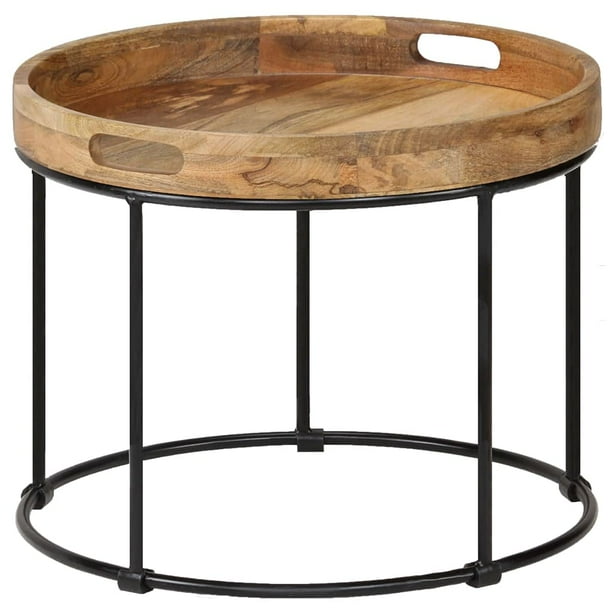 Mesa de Centro vidaXL de Madera Maciza de Mango y Acero 50 cm Estilo Industrial