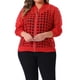 thumbnail image 1 of Chaqueta bomber de talla grande para mujeres, con mangas largas y cuello de béisbol, cierre de cremallera, 1X roja, 1 of 6