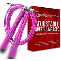 WOD Nation Adjustable Jump Rope - Aluminum Speed Rope & 360° Smooth Rotation - Durable Alloy Steel Handles for Fitness - 10 ft Adjustable Length for Boxing Workouts - Pink, Alloy Steel