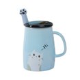 thumbnail image 1 of Cute Cat Mug Taza de café de cerámica con Kitty Cuchara de acero inoxidable, Hi ~ Novedad Taza de café Regalo para los amantes de los gatos Rosa (Rosa) Xemadio LKX-1447-1, 1 of 6