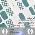 thumbnail image 4 of DUKASOU Semi Cured Gel Nail Srips, 28Pcs Finger Nail Stickers for Adults, Salon Manicure Full Nail Wraps UV Nail Polish Strips, Green Chequered, 4 of 8
