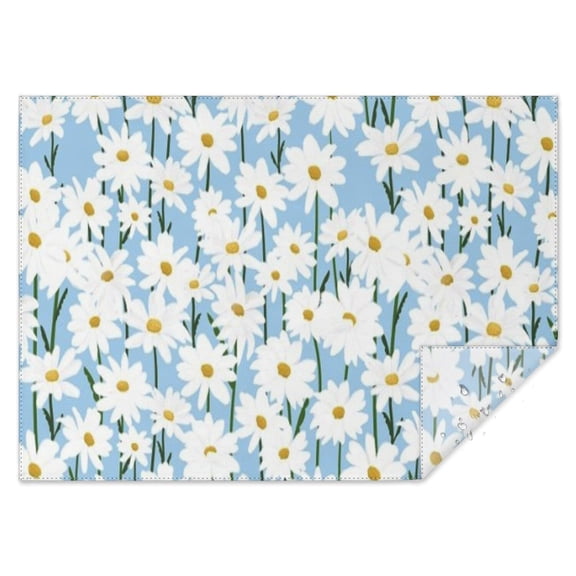 Lightblue Daisy Flower Green Stems Pattern Rectangle Tablecloth 60"x84",Waterproof Polyester Rectangle Table Cloth, Wipeable Spillproof Polyester Tablecloth for Dining, Camping, Indoor and Outdoor