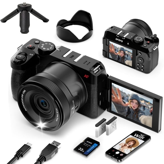 ORDRO Digital Camera 4K 60FPS Vlog Cameras 18X Digital Zoom Compact Camera for Photography Youtube