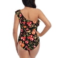 thumbnail image 6 of Yiaed Rose Flowers Print Women One Piece Swimsuits Tummy Control One Shoulder Bathing Suits Pattern Ruffle Swimwear-Medium, 6 of 8