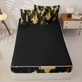 thumbnail image 4 of Castle Fairy Vintage Earth Camo Zipper Twin Comforter Sets with Fitted Sheet and 2 Pillowcases,Abstract Painterly Blotch Zipper Bedding Set,Khaki Olive Black,Reversible, 4 of 5