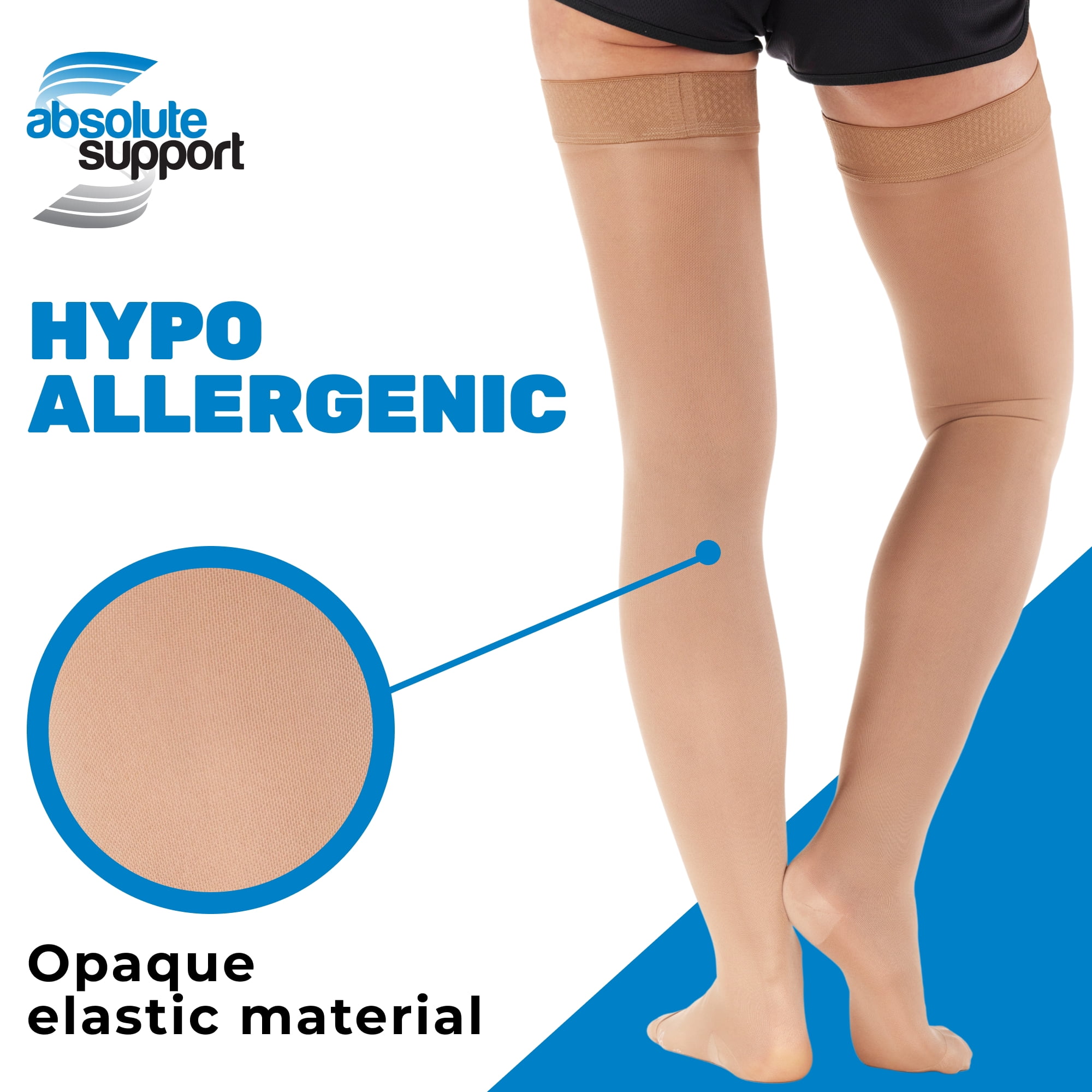 Extra Wide Compression Stockings for Women and Men 20-30 mmHg - Beige, 5XL
