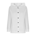 thumbnail image 5 of Womens Button Down Sweater Cardigan with Hood Loose Fit Soft Casual Ribbed Knit Jacket Hooded Fall Outerwear (S, White), 5 of 6