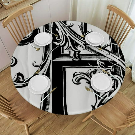 

Orinice Swirly Designs Round Table Cover Stain Resistant Washable 100% Polyester Fiber Perfect for Indoor Outdoor Kitchen Dining Wedding Parties Tablecloth 54-58