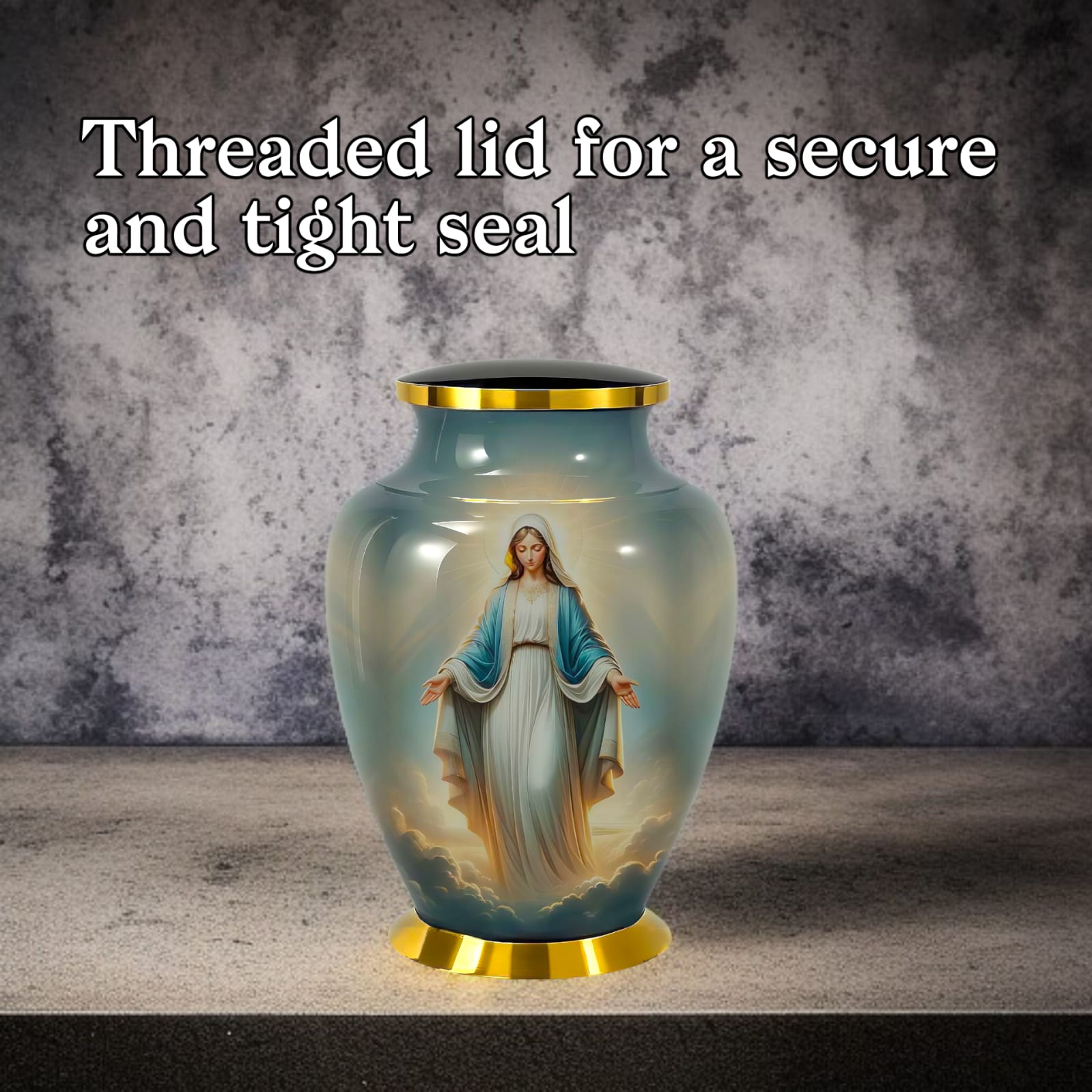 Religious Memorial Cremation Urn For Human Ashes - Adult Sized Urn For Ashes - Holds Upto 200 Cu In with Velvet Bag
