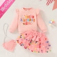 thumbnail image 4 of Younger Tree Girl Birthday Outfit Baby Fall Winter Long Sleeve Sweatshirt Bowknot Tutu Princess Party Dress Set with Bag for 3-4T, 4 of 8
