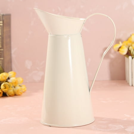 Pitcher Vases Marsin Vintage Rustic Style Shabby Chic Metal Vase Pitcher Enamelware Enamel Pitcher Carafe Country Rustic Primitive Enamel 3.5''X7.5'' ()