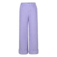 thumbnail image 4 of Plaid Lounge Pants Womens Ruffled Cute Pajamas with Pockets Elastic Waist Wide Leg Home Pjs Bottoms (XL, Purple), 4 of 7