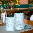 thumbnail image 6 of Elegant Vintage Flower on Grid Flickering Flameless LED Candles set of 2 Battery Operated 18-Key Remotes Timer Halloween Fall Decor D3''xH4''5'', 6 of 7