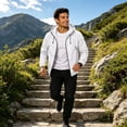 thumbnail image 6 of Sewkxo Men's Cycling Rain Jackets Waterproof Running Bike Windbreaker Lightweight Packable Hooded Jacket,White 4XL, 6 of 7