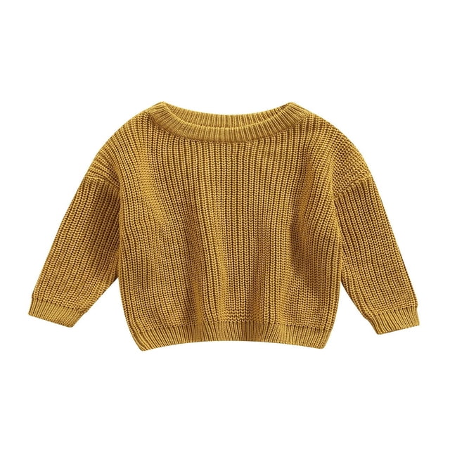 Infant Baby Girl Boy Knit Sweater Solid Color Oversized Crewneck Warm Pullover Sweatshrit Fall Winter Tops