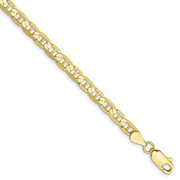 10k 3.75mm Concave Anchor Chain Bracelet - 4.1 Grams - 7 Inch