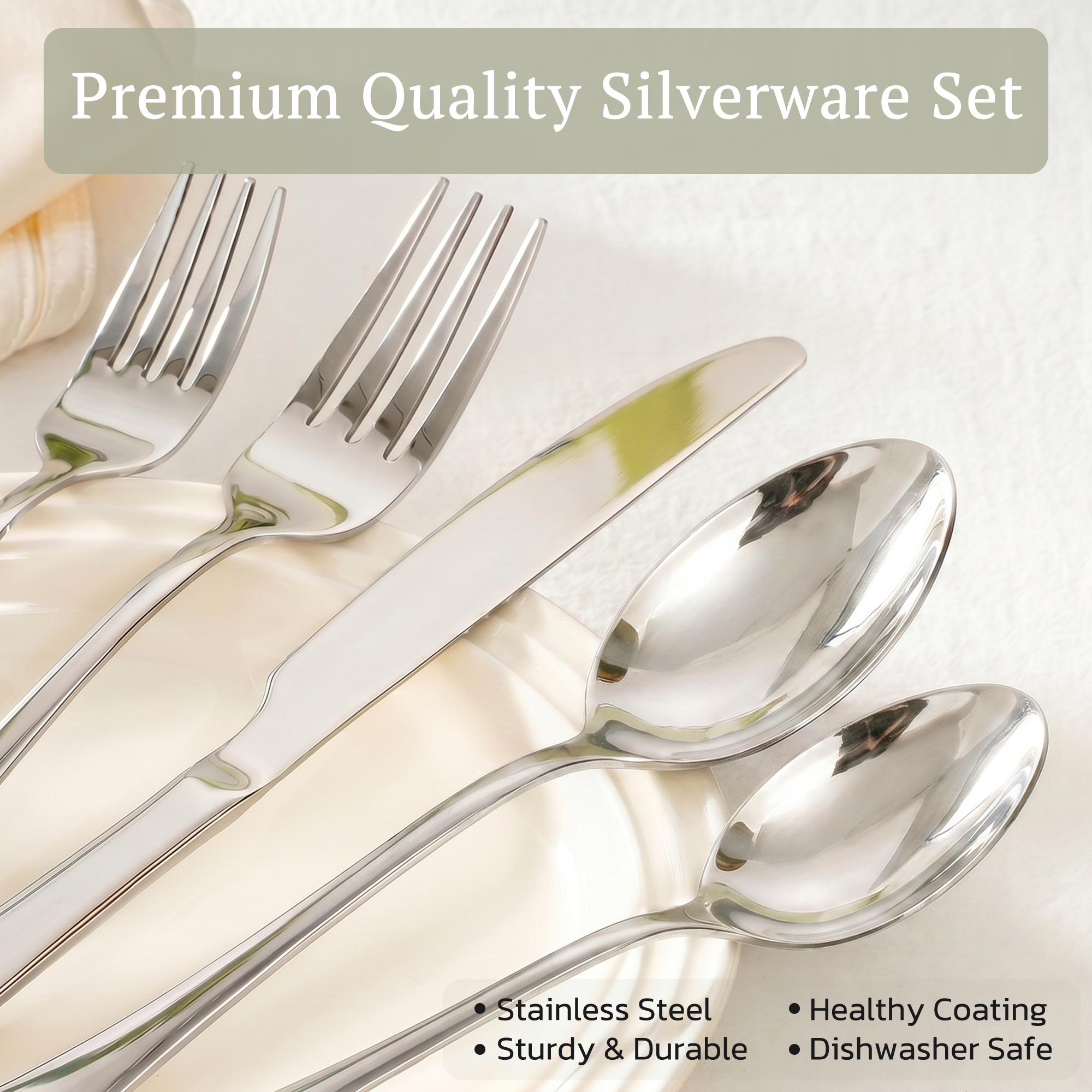 Astercook 25-Piece Silverware Set, Service for 4, Stainless Steel photo 4
