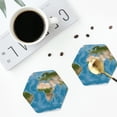 thumbnail image 5 of Balery 4 Pcs Earth View World Mapleather Coasters Set, Drink Table Cup Coasters For Living Room Kitchen Coffee Decor, 5 of 9
