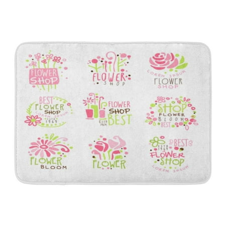 GODPOK Bright Best Flower Green and Pink Colorful Graphic Design Stencils Bouquet Camomile Rug Doormat Bath Mat 23.6x15.7