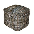 thumbnail image 2 of Khaki Fabric Handmade Pouf - 93% Recycled Denim & 7% Paper , Gorgeous Multicolor Braided Decoration, 250lb Capacity, Beads Inside, 16 Inches Charming Style, Filled With Beads, 16x16x16in Item Product, 2 of 3