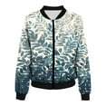 thumbnail image 4 of Women's Fall Casual Long Sleeve Floral Printed Baseball Jacket Lightweight Stand Collar Zip Up Bomber Jacket Tops 2023 Dressy Trendy, 4 of 4