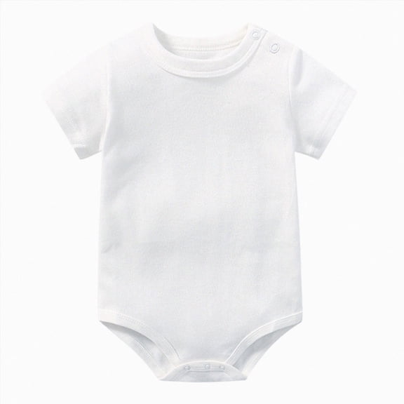 Splozh Baby Boy Clothes 3 6 9 12 18 24 Months Baby Bodysuits Soft Cotton Short Sleeve Solid Color Newborn Romper,White,12-18 Months