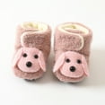 thumbnail image 2 of Xfvqtps Toddler Fuzzy Boots with Grippy Fluffy Cute Knitted Puppy High Top Hook Solid Color Soft Sole Non Slip Thickened Warm Winter House Shoes Prewalker Pink, 2 of 9
