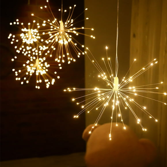 Cocomy A Mené des Feux d'Artifice en Fil de Cuivre Starburst String Lights 8 Modes Feux de Fées à Piles avec des Lumières Suspendues Décoratives de Noël à Distance