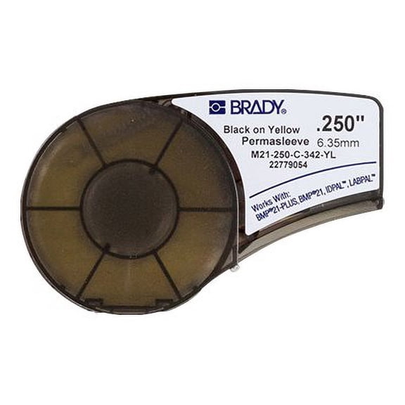 Yellow Heat Shrink Wire and Cable Labels for Brady M210 and M211, 1/4in dia
