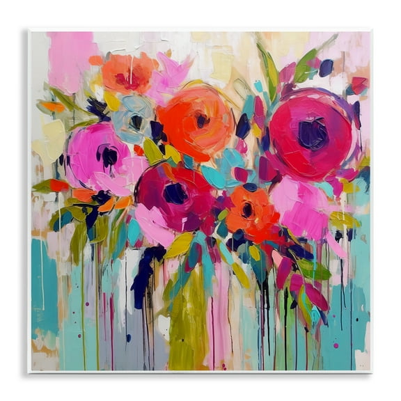 Stupell Industries Bold Drip Roses Plants & Flowers Painting Unframed Art Print Wall Art, 12 x 12