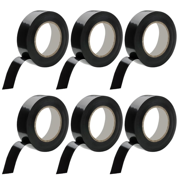 6 Pack Electrical Tape, 0.7 Inch x 65.6 FT Black Waterproof Electric Adhesive Gaffer Tape for Cable Jacket Repair, Insulation