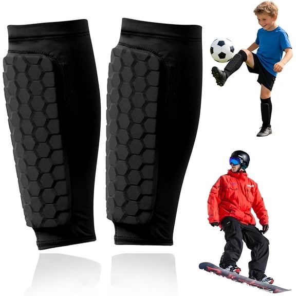 Soccer Shin Guards Pads for Youth Adult, Shin Defender Shin Guards Kids, Calf Compression Sleeve with Honeycomb Pads, Lightweight Calf Protective Gear for Football Soccer Baseball