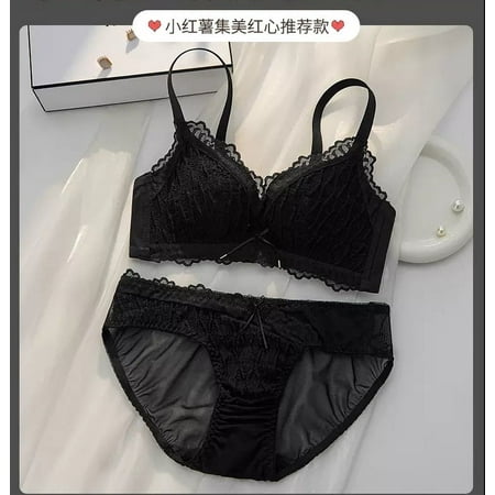 New Lace Sexy Lingerie Women s Small Chest Push up Breast Holding Anti-Sagging No Steel Ring Adjustable Bra Set