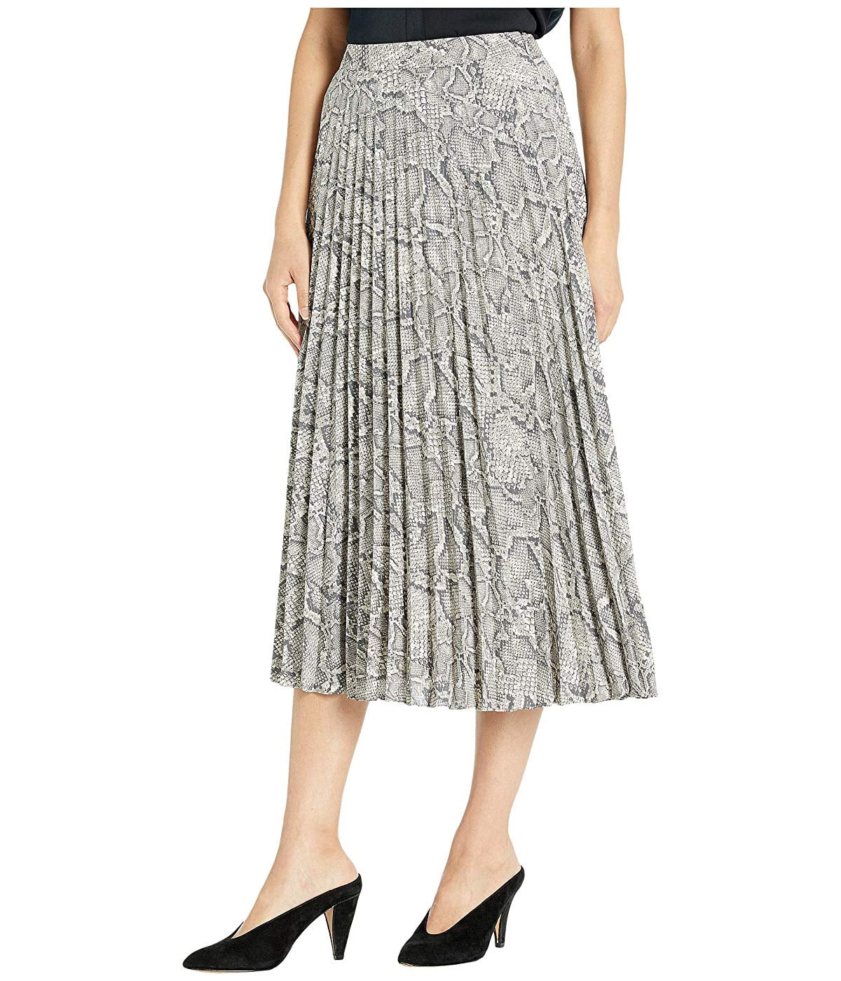 1.STATE Micro Pleated Snake Print Midi Skirt Feather Grey - Walmart.com ...
