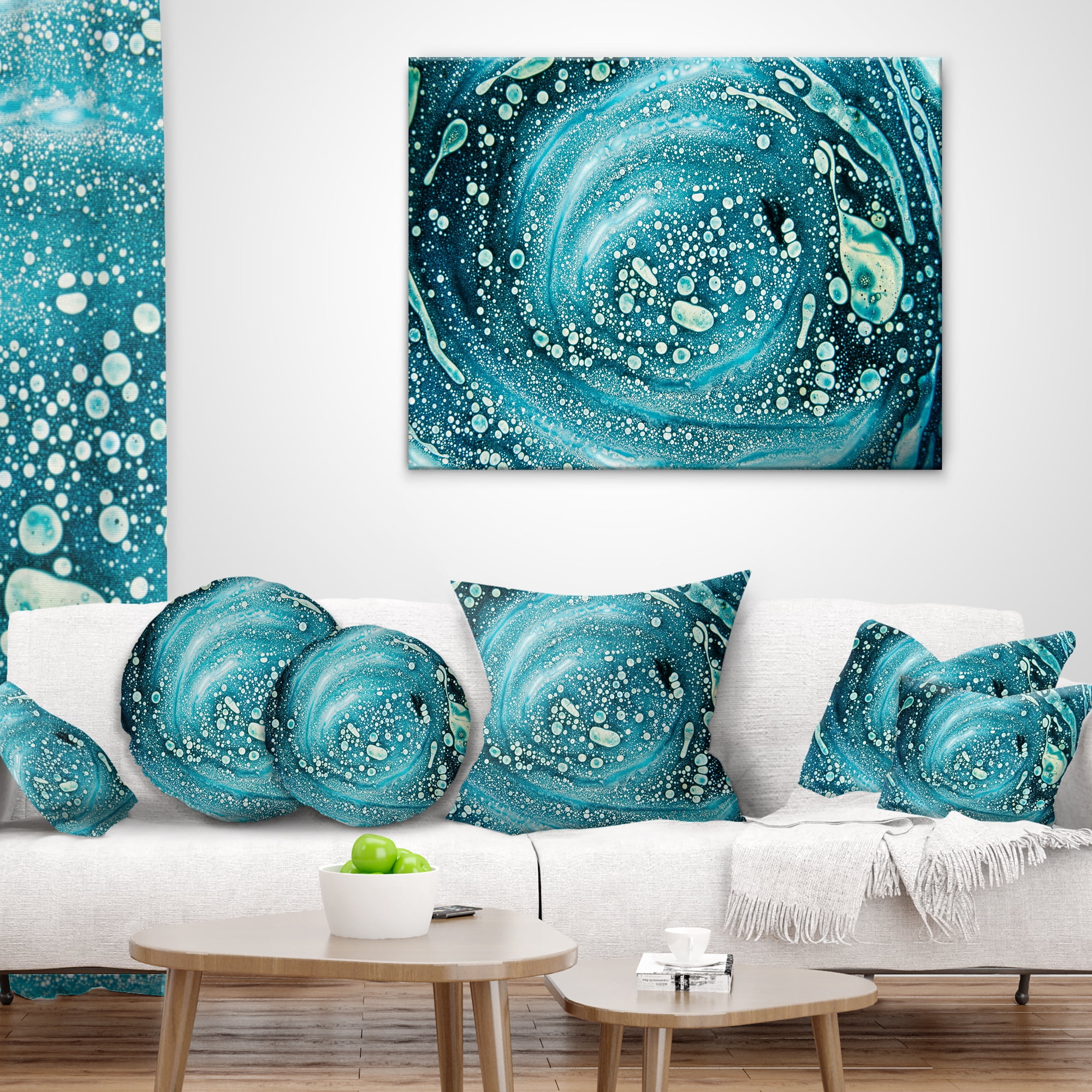 Designart Precious Blue Fabulous Pattern - Abstract Throw Pillow - 18x18