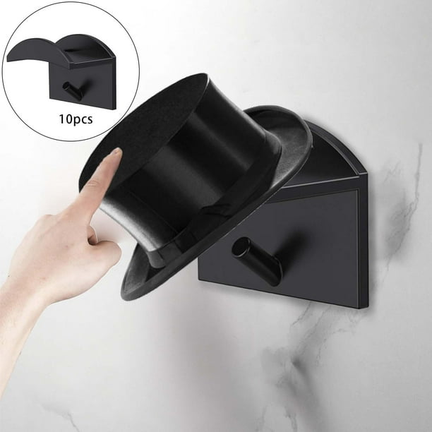Ganchos adhesivo sombrero pared BLESIY paquete 10 piezas negro