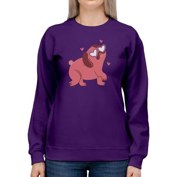 Pug Heart Eyes Sweatshirt Women -Smartprints Designs, Female Medium