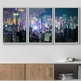thumbnail image 2 of wall26 Framed Canvas Print Wall Art Set Aerial View of Futuristic City Skyline Cities Cityscape Photography Realism Modern Scenic Relax/Calm Dark for Living Room, Bedroom, Office - 24"x36"x, 2 of 5